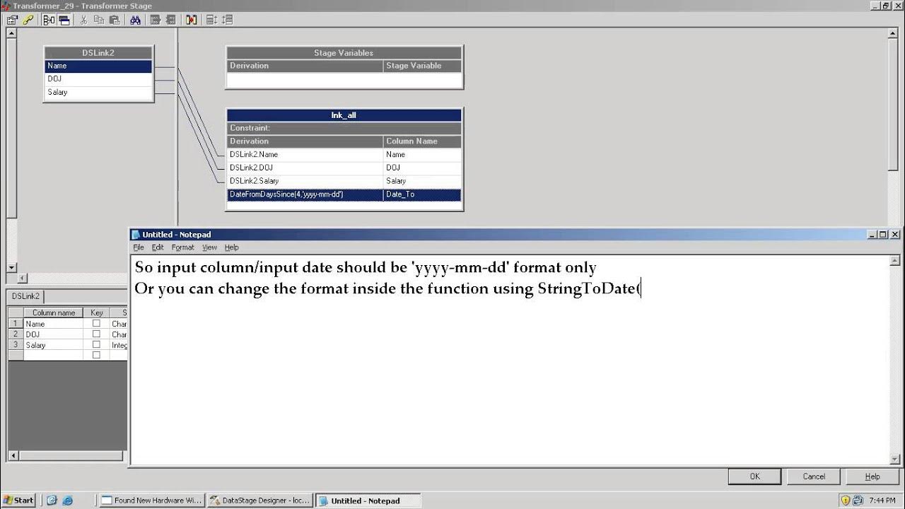 DateFromDaysSince Function in Transformer Stage in DataStage YouTube