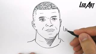 cara menggambar kylian mbappe PSG pemain sepakbola