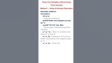 C Program  -  Swap variables without using third variable - using arithmetic operators