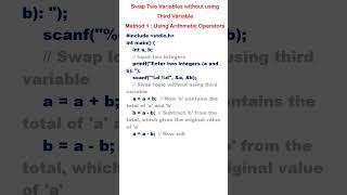 C Program  -  Swap variables without using third variable - using arithmetic operators