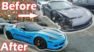 Rebuilding & Supercharging A Wrecked Corvette In 10 Minutes And Burnouts At The End