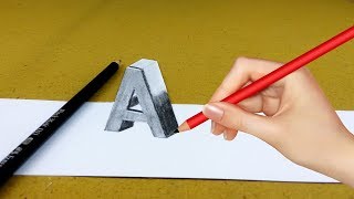 How to Draw 3D letter A - Trick Art!