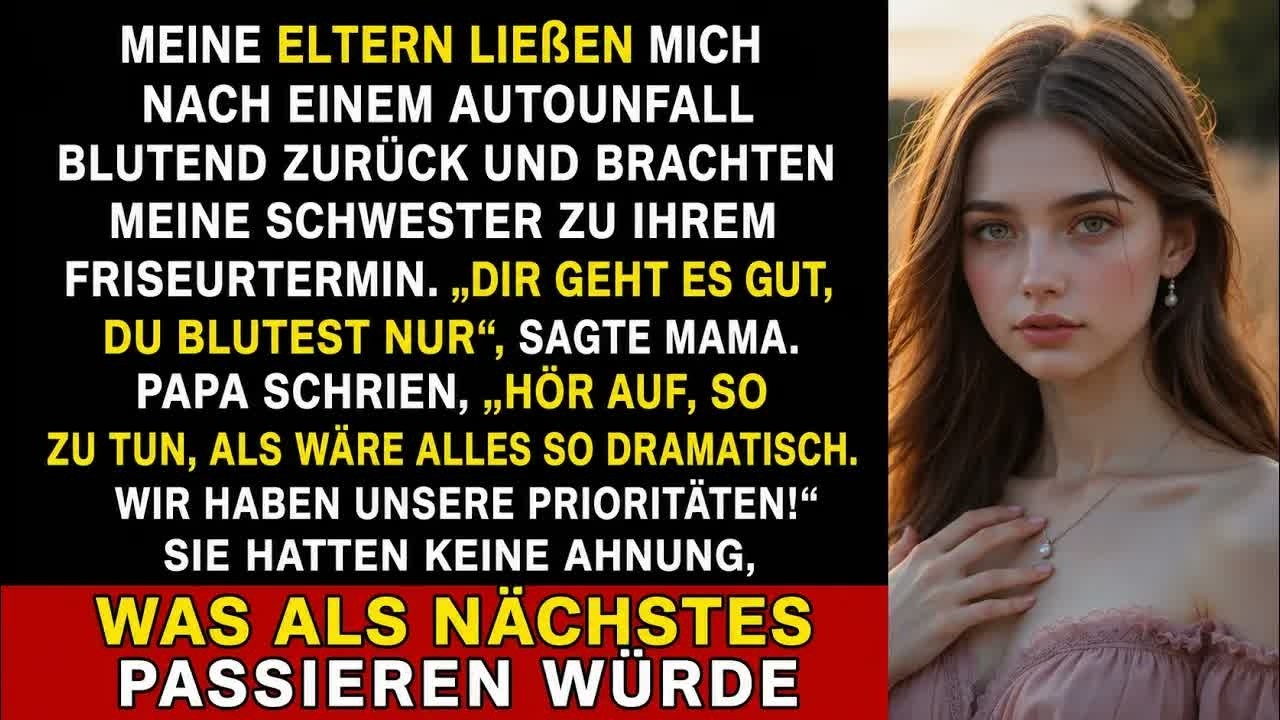 Meine Eltern ließen mich nach einem Autounfall blutend zurück – aber brachten meine Schwester zum