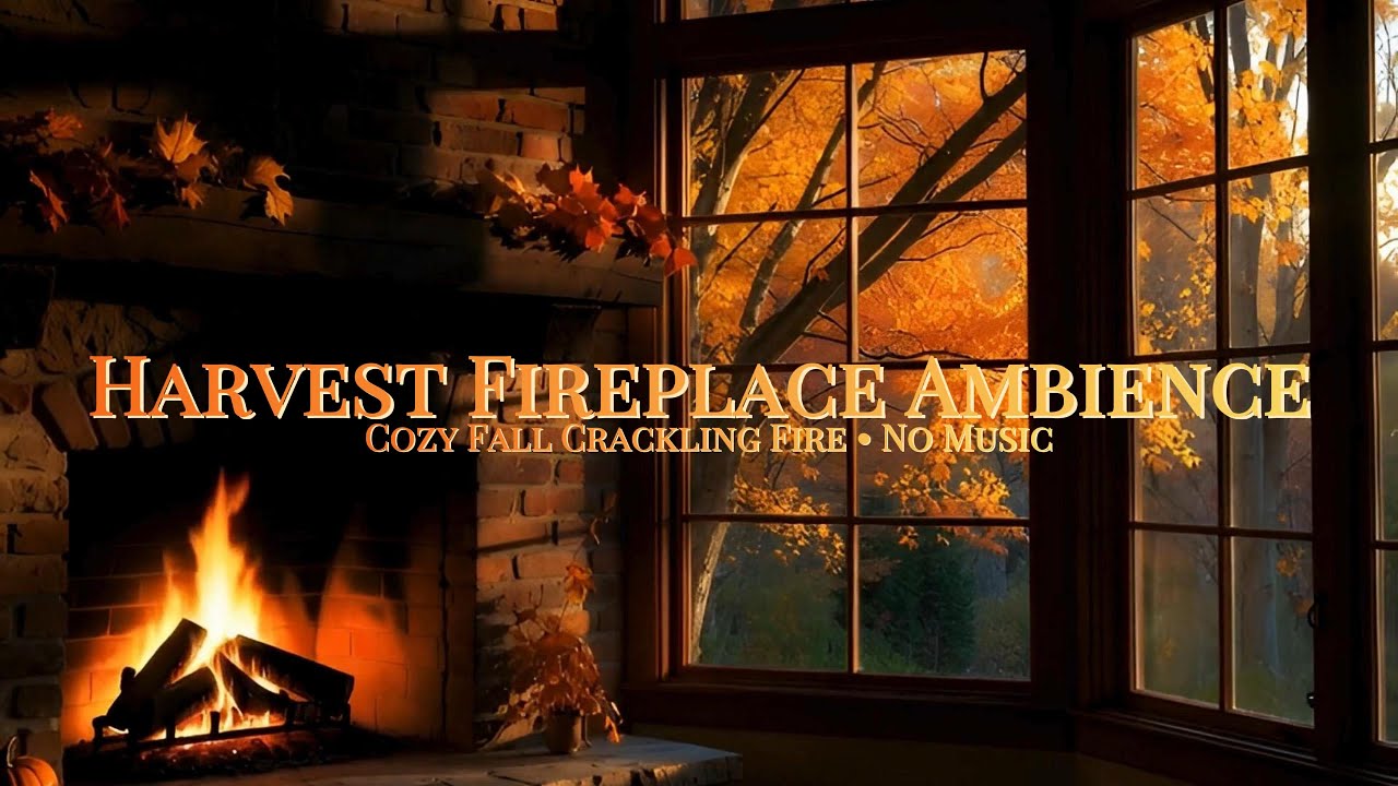 Rustic Autumn Fireplace Ambience 🔥🍂 Cozy Fall Crackling Fireplace No ...