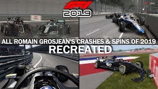 F1 2019 GAME: RECREATING ROMAIN GROSJEAN'S CRASHES & SPINS OF 2019 Wealth