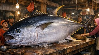 Wow Amazeyellowfin Tuna Filleting At Papuas Traditional Market Incredible Cutting Skills