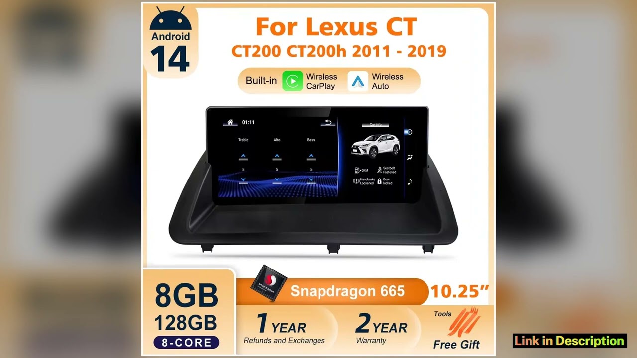 Nunoo Android 14 Car Radio CarPlay Screen For Lexus CT CT200 CT200h 20122020 GPS Navigation Snapdra