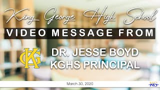 Message From Dr Boyd - March 30, 2020