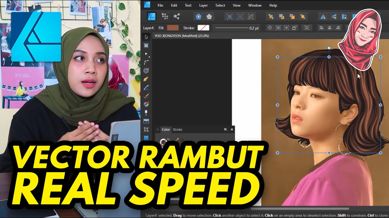 TUTORIAL VECTOR RAMBUT AFFINITY DESIGNER - REAL SPEED - YouTube
