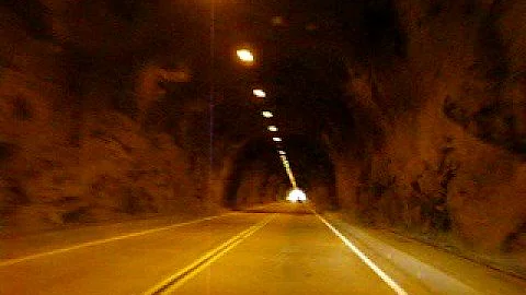 Jeanie and I drive in Yosemite tunnel