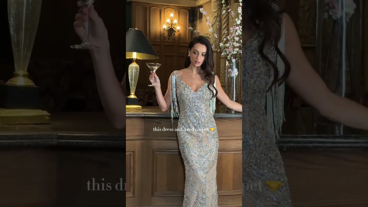 The perfect red-carpet dress CR879 silver-nude beaded dress 🥂 