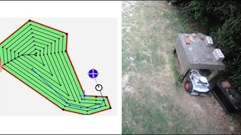 Ardumower RTK mowing and RTK docking experiments (timelapse, bird view)