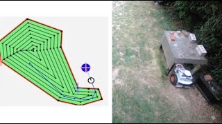 Ardumower RTK mowing and RTK docking experiments (timelapse, bird view)