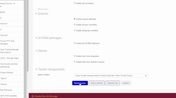 Resetting a course in Moodle 3.2