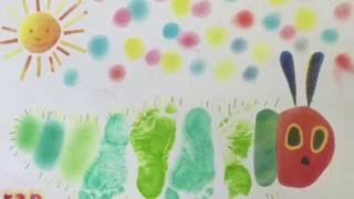 父の日に足形アートを はらぺこあおむしやミニオンの作り方