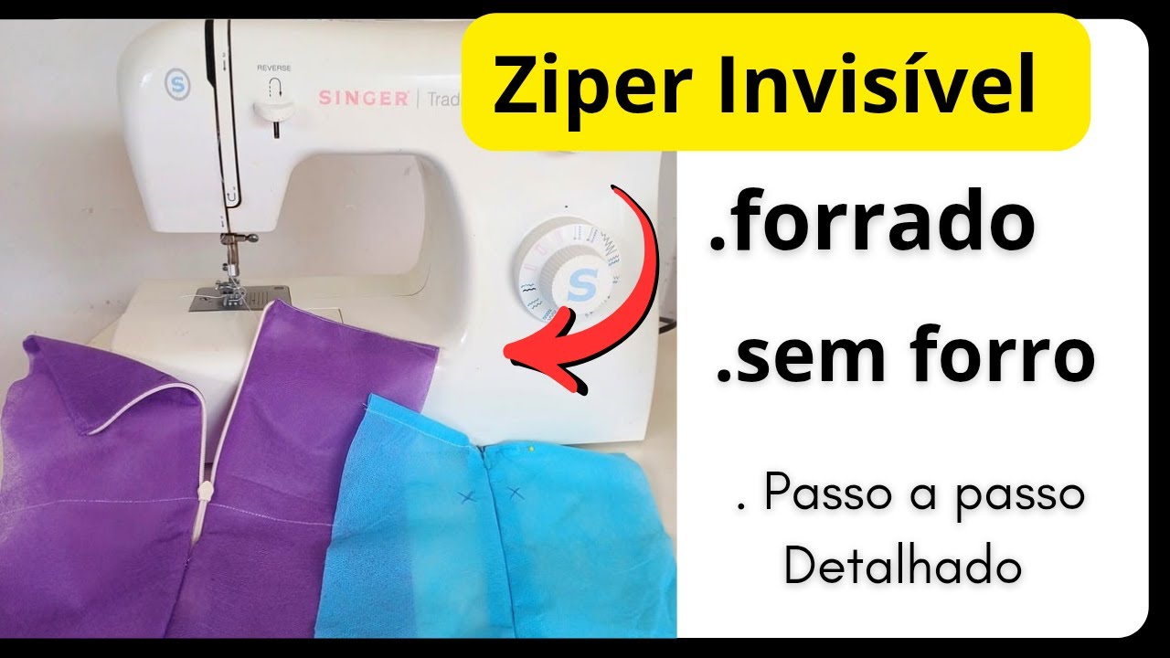 como colocar ZÍPER invisivel com forro, na MAQUINA DOMÉSTICA.
