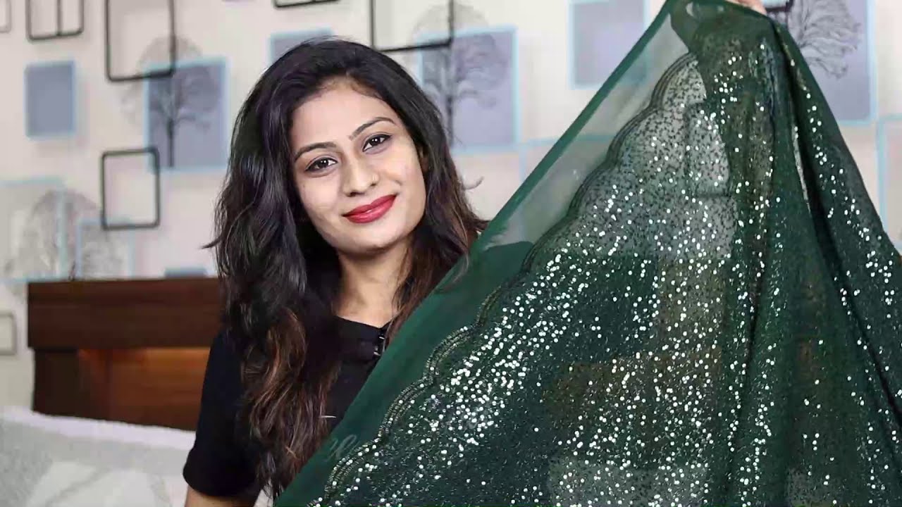 Buy new beautiful sequence work saree / sequence saree haul / party wear saree review /fashion india