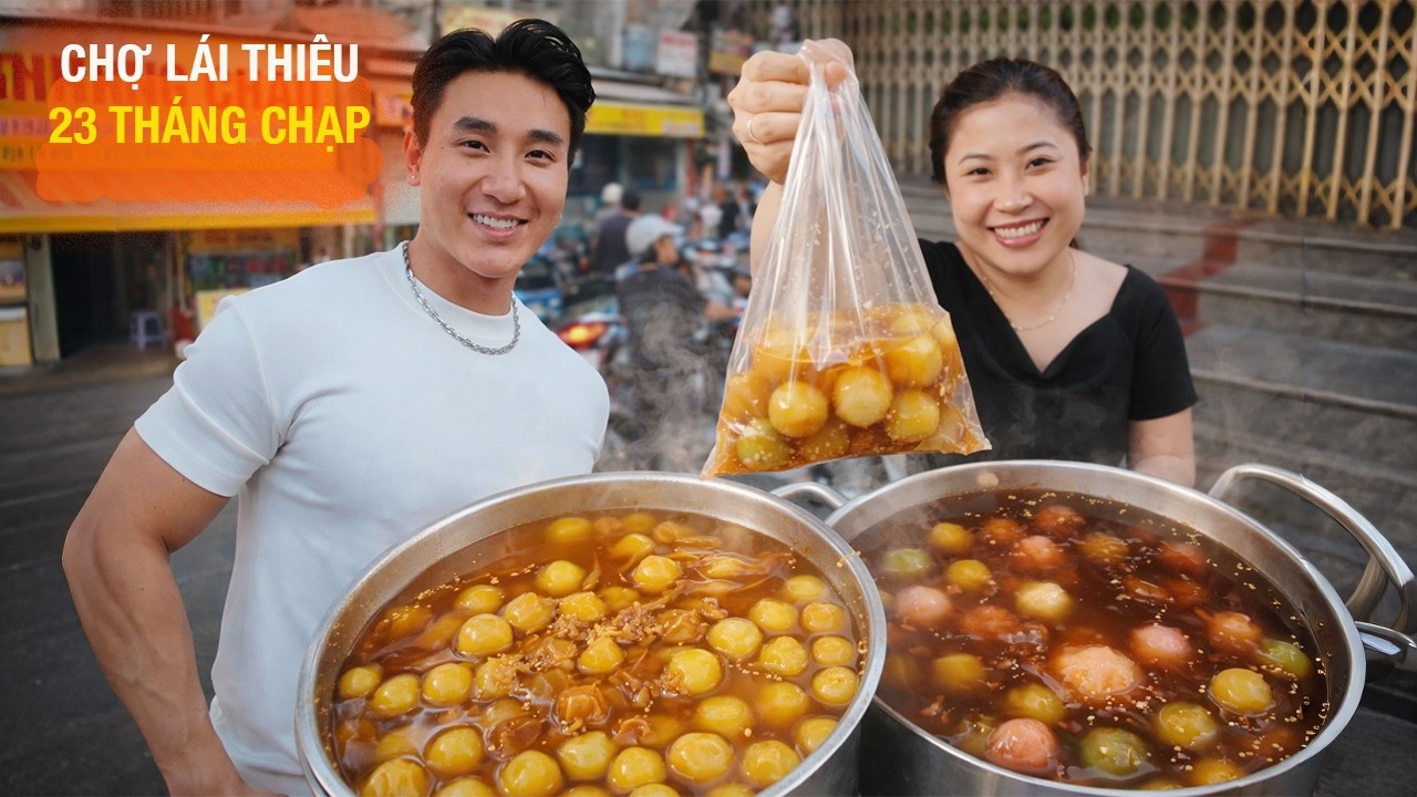 Chợ Lái Thiêu nhiều trai đẹp gái xinh bán chè trôi nước cúng đưa ông táo về trời - Vi Na TV