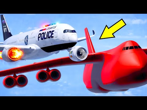 Police Airplane Chases A Massive Aeroplane Mid-Air And Crashes | GTA 5
