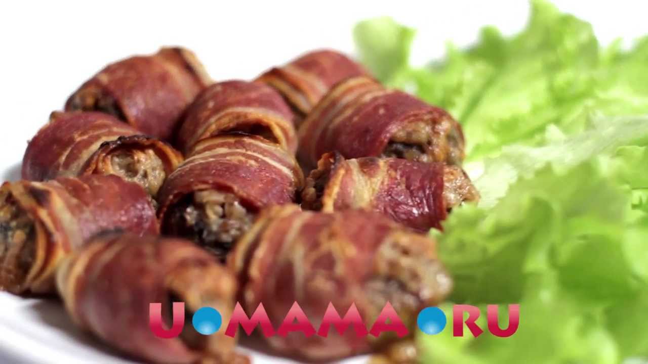 Шампиньоны фаршированные, в беконе