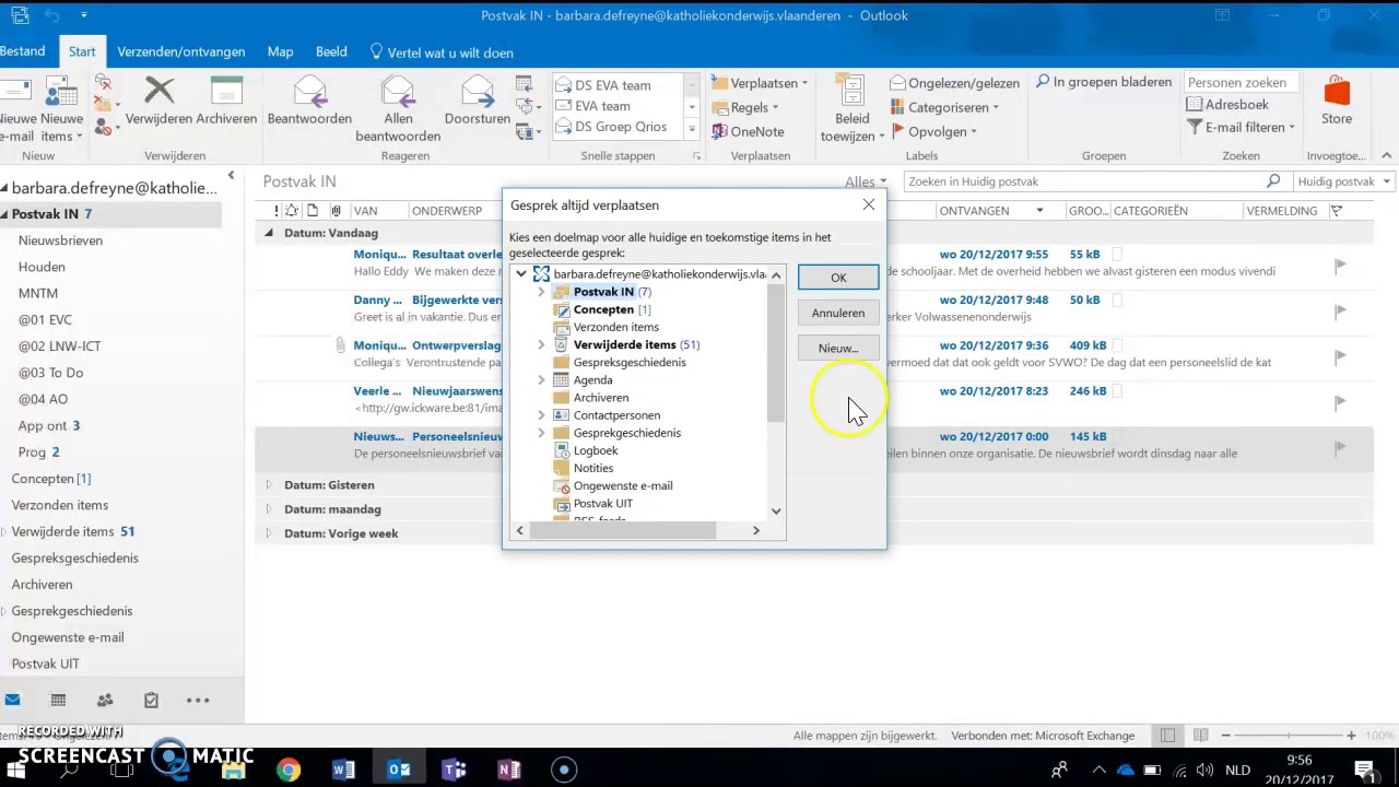 Submap nieuwsbrieven in Outlook
