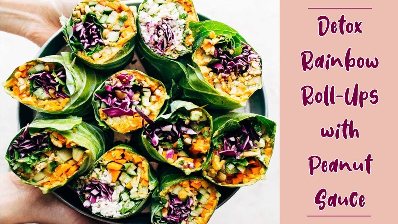 VEGETARIAN Recipe Projects|🥗𝗗𝗘𝗧𝗢𝗫 𝗥𝗔𝗜𝗡𝗕𝗢𝗪 𝗥𝗢𝗟𝗟-𝗨𝗣𝗦 𝗪𝗜𝗧𝗛 𝗣𝗘𝗔𝗡𝗨𝗧 𝗦𝗔𝗨𝗖𝗘🥗