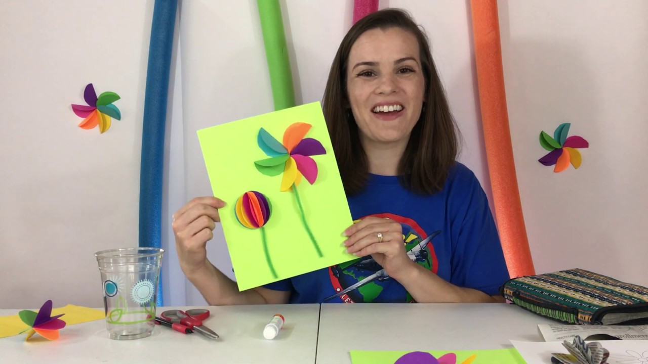 Pinwheel Flower Craft - YouTube