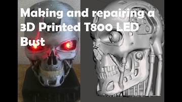 3D print, paint and LED light a Terminator T800 Bust