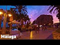 Malaga Seaside Promenade at Sunset, 4K 50fps