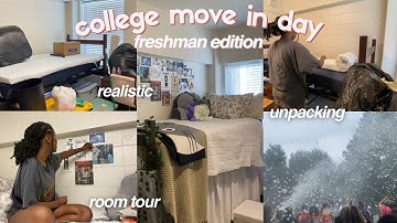 COLLEGE MOVE IN DAY VLOG | freshman year, realistic, room tour, school events, unpacking, organizing