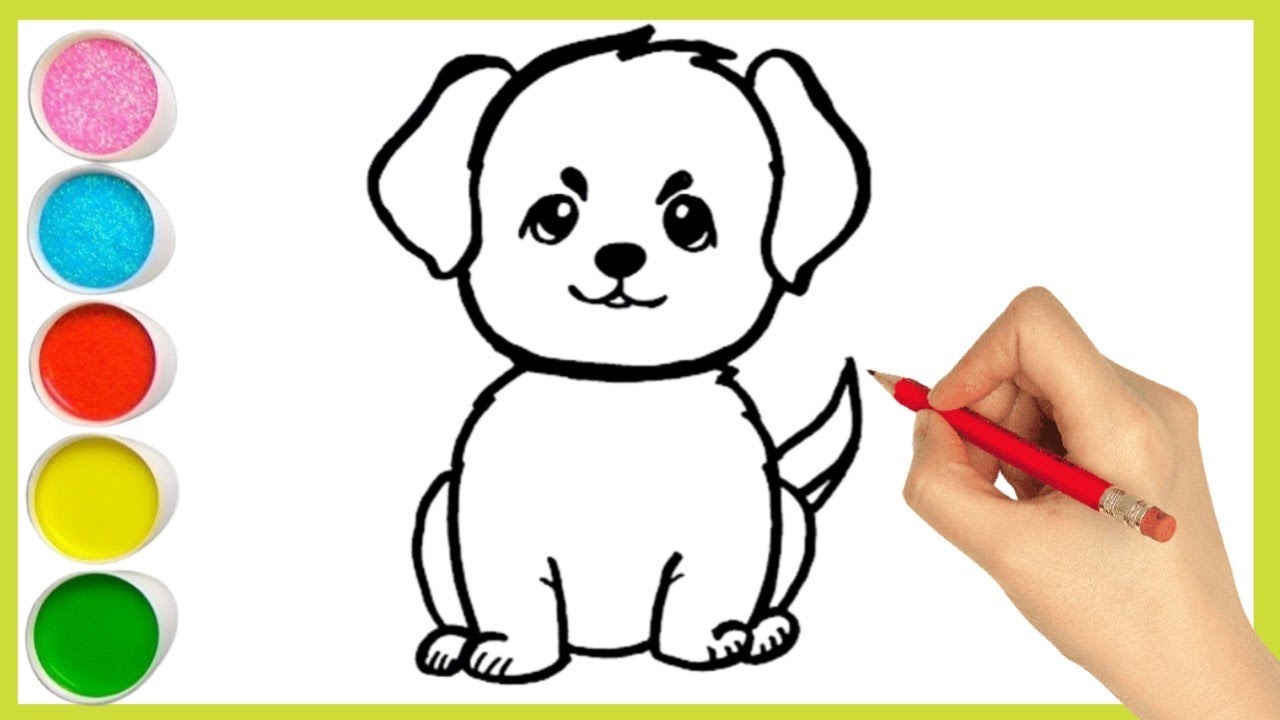 Dog 🐕 Drawing, Colouring and Painting // Dog ka Drawing // How to draw ...