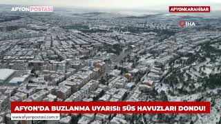 Afyonda Buzlanma Uyarısı Süs Havuzları Dondu