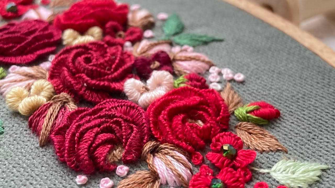 Real Stitched Roses how to stitch caston roses - step by steo-brazilian roses - YouTube