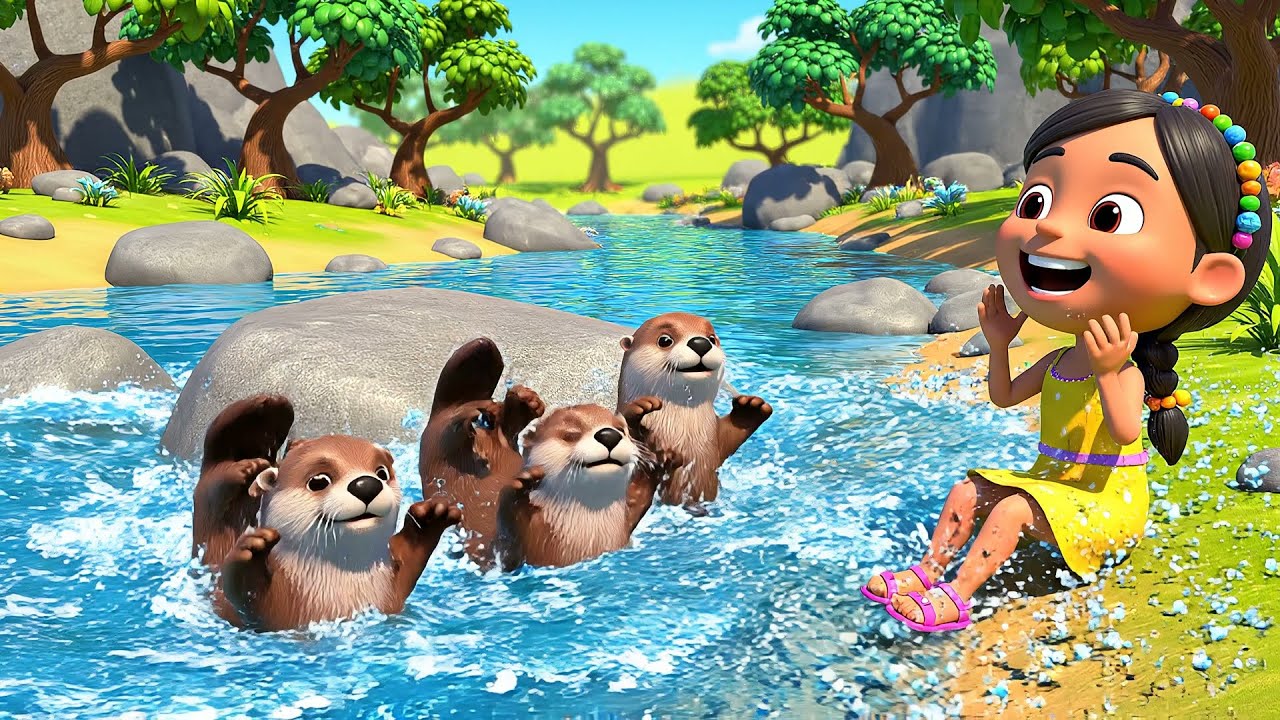 Пять маленьких выдр плещутся, плещутся, плещутся! | Детские песенки и стишки для малышей