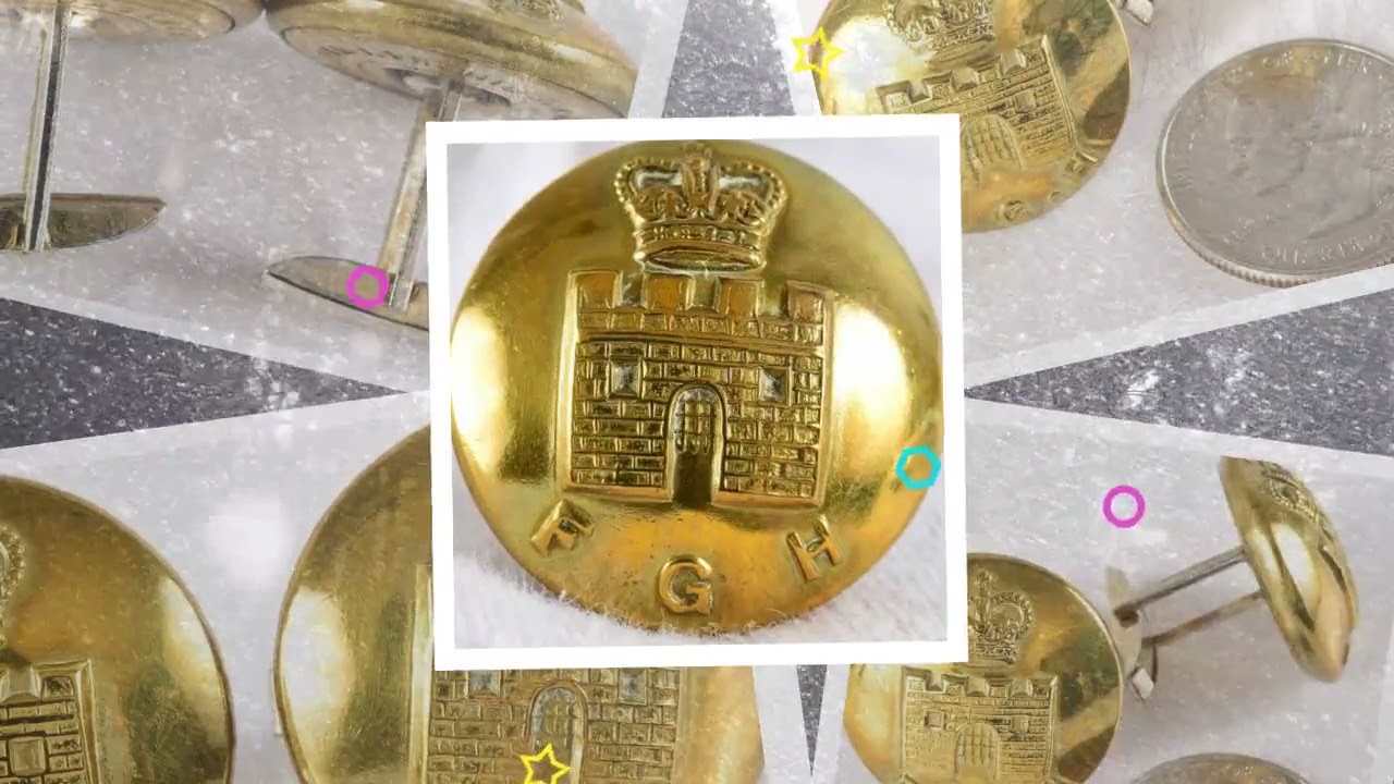 Antique Military Uniform Buttons Fort Gary Horse Canada 26mm Cufflinks