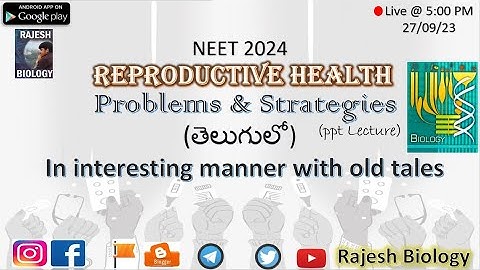 Reproductive Health Part #1| Problems and Strategies | NEET | 2nd year zoology | Rajesh Biology