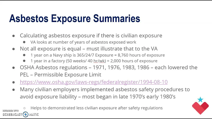 Asbestos Exposure Summaries for VA Claims