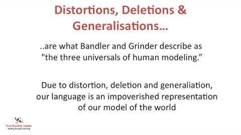 Meta Model - Distortions, Deletions and Generalisations