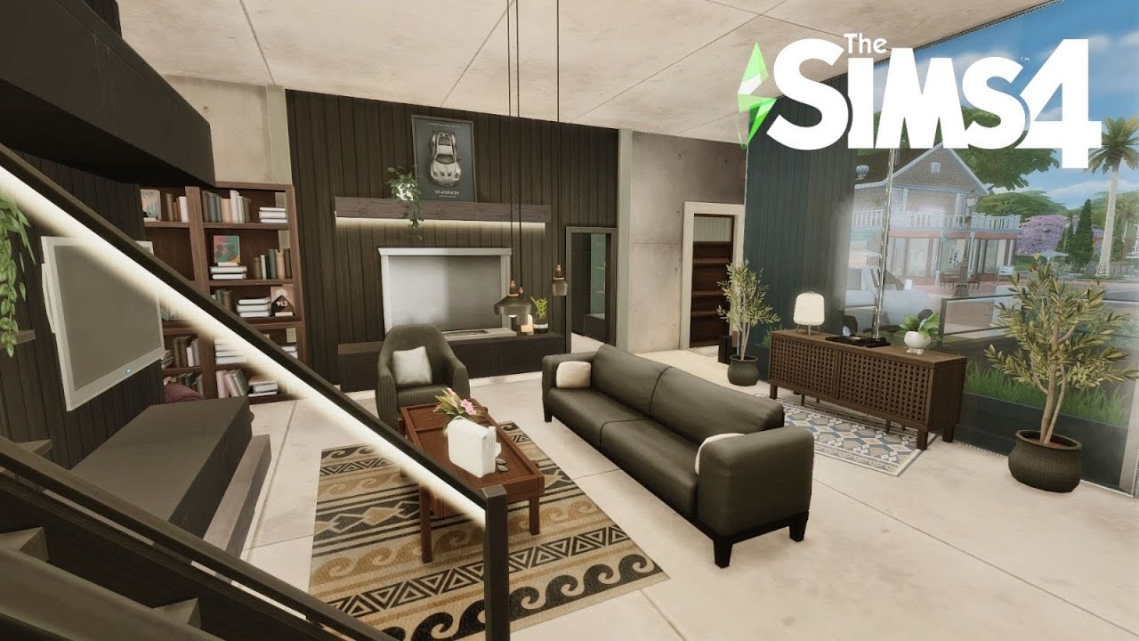 2 Floor Modern House🩵 | NoCC | ASMR Speedbuild | The Sims 4