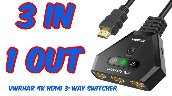 Techole 4K HDMI Switch - 3 In 1 Out with HDMI Cable - 3-Port HDMI
