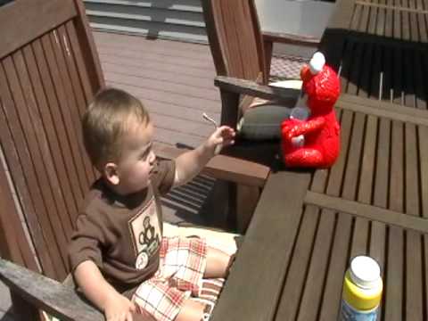 Conor and the Elmo Bubble Machine - YouTube
