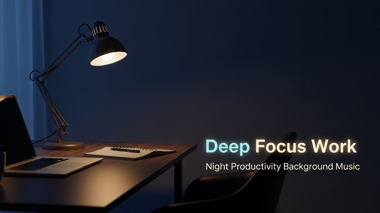 Deep Focus Work Music | Quiet Night Desk Background for Productivity