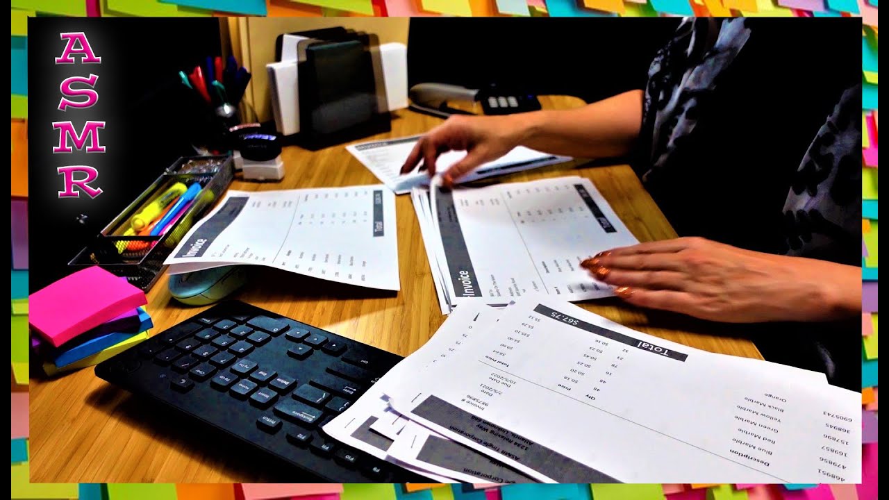 ASMR Office Sounds (Writing, Typing, Paper Sounds, Staples, Stampers, Highlighting, Clicks, No Talk)