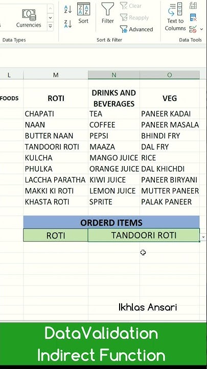 Data Validation Indirect Function #shorts - YouTube