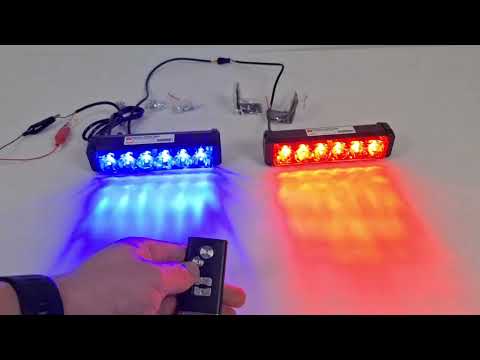 Стробоскоп, мигалка LED 36W плоская с линзой, белая / красно-синяя, с дистанционным управлением, видео 1