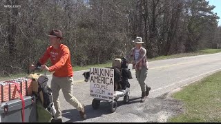 Couple walking across America
