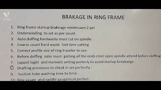 How to control  startup  breakage  in Ring frame