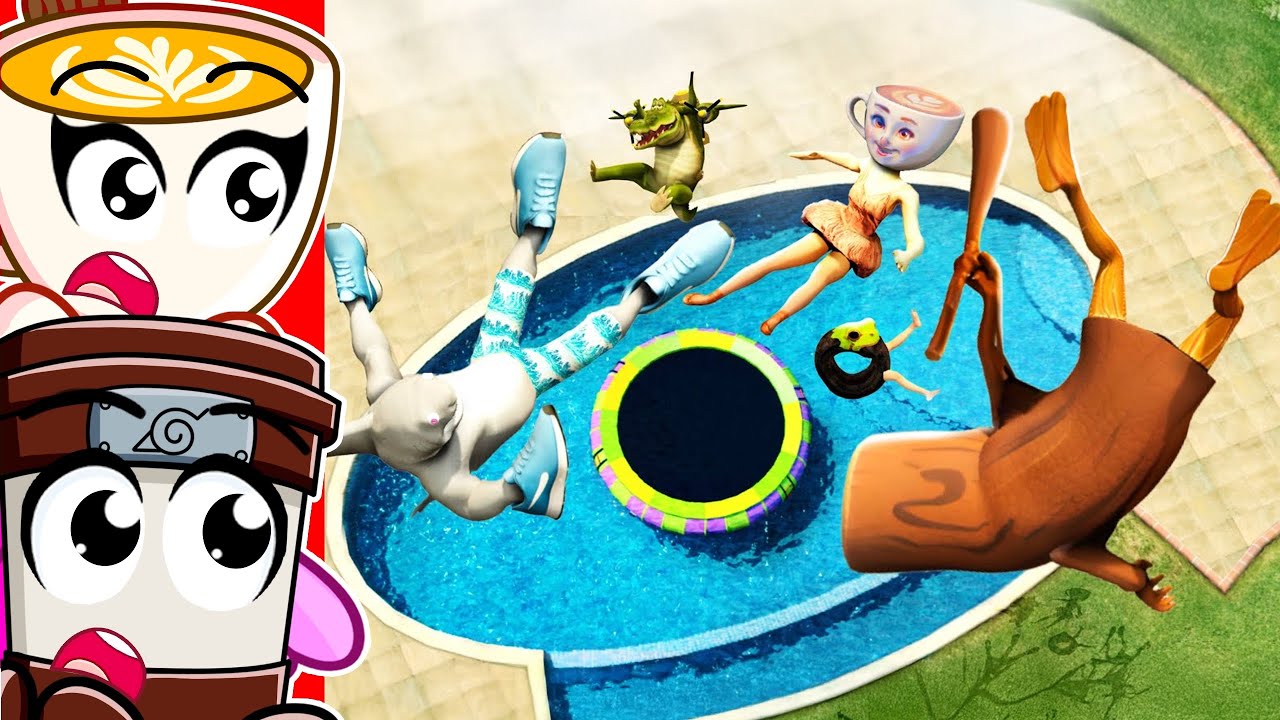 Reacting to BRAINROT FRIENDS Jumping To The WATER TRAMPOLINE!