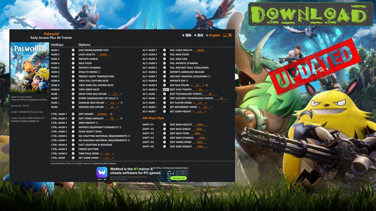 FLiNG trainer updated for Palworld | Modding tools - YouTube