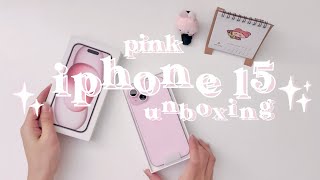 pink iphone 15 unboxing & customization 💗✨ | aesthetic & simple